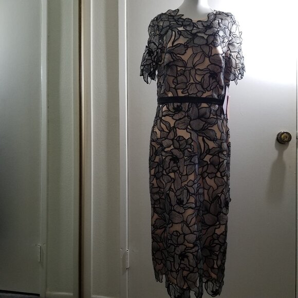 Antropologie JS Collections brand black/tan floral dress size 8